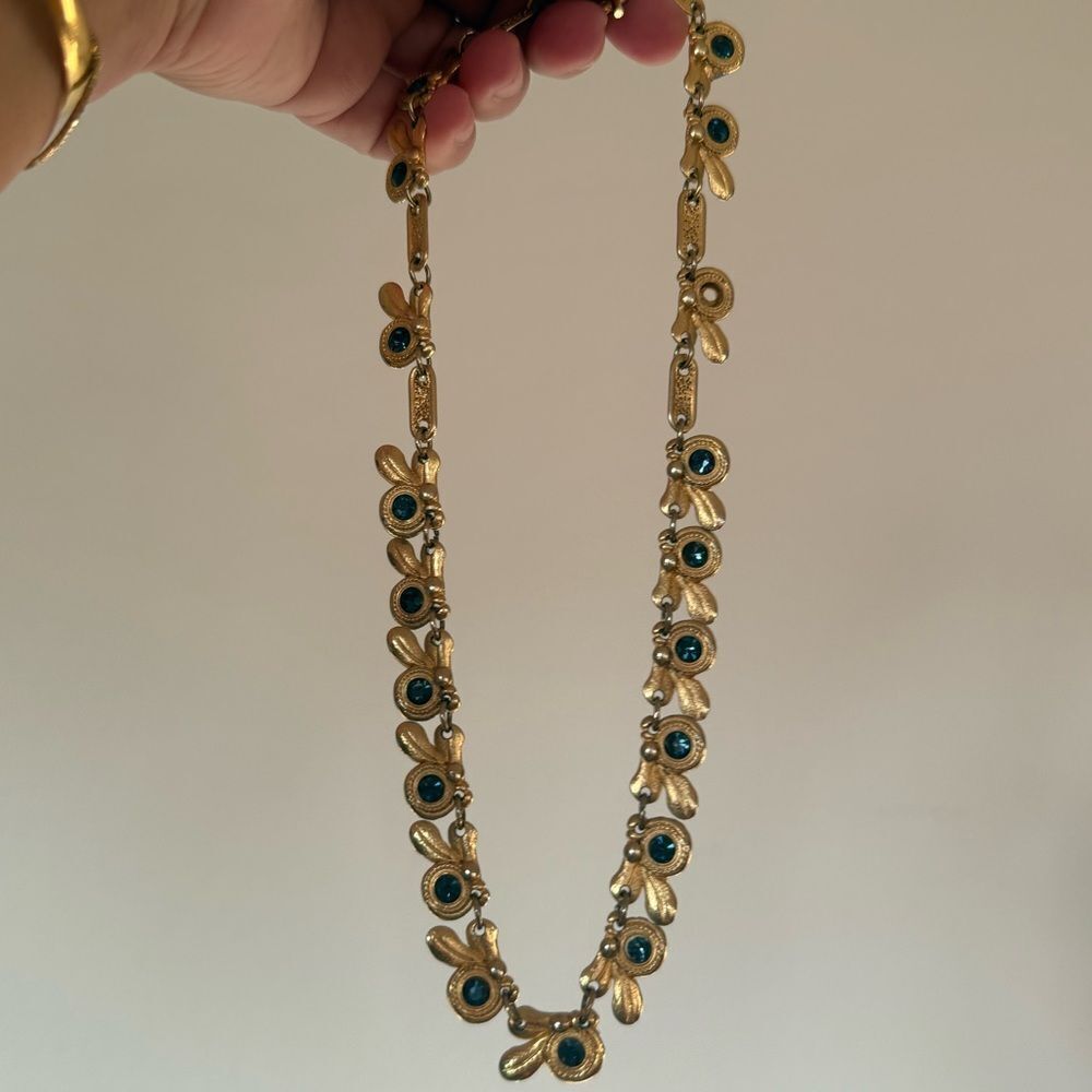 Elegant Gold and Blue Stone Necklace